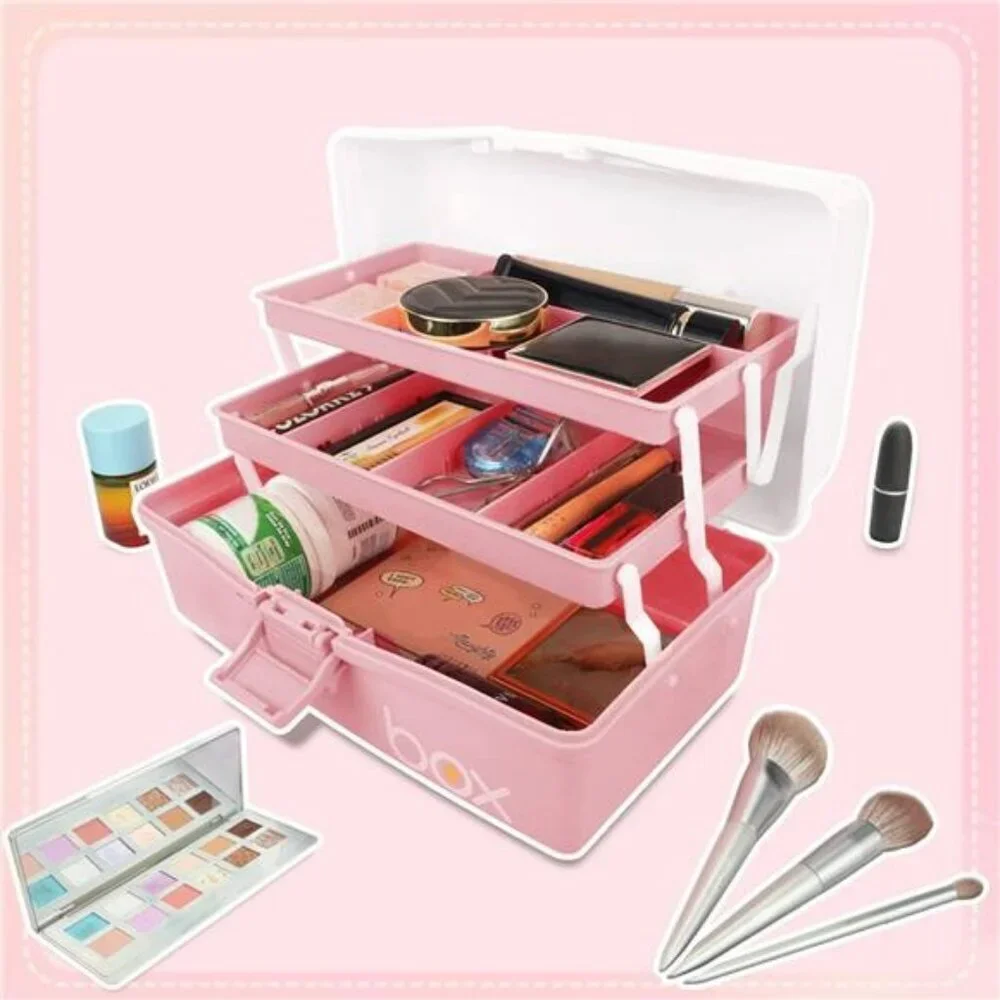 Three Layer Storage Box Organizer with Trays for Crafts Sewing Tools Medicine